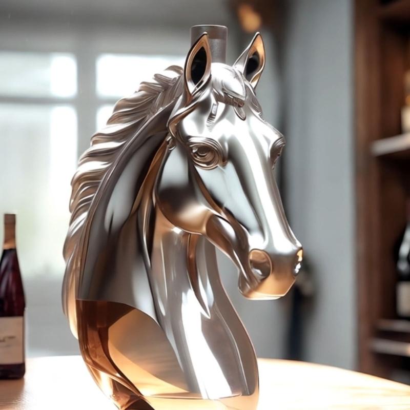 Bottiglia di Vetro a Forma di Testa di Cavallo Decorativa per Whisky Decanter Animale Contenitore per Alcolici Accessori Divertenti da Bevuta