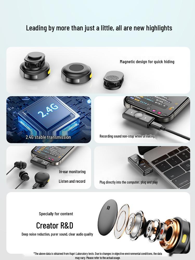 Wireless Lavalier Microphone for Outdoor Mobile Audio and Video Recording with Noise Reduction