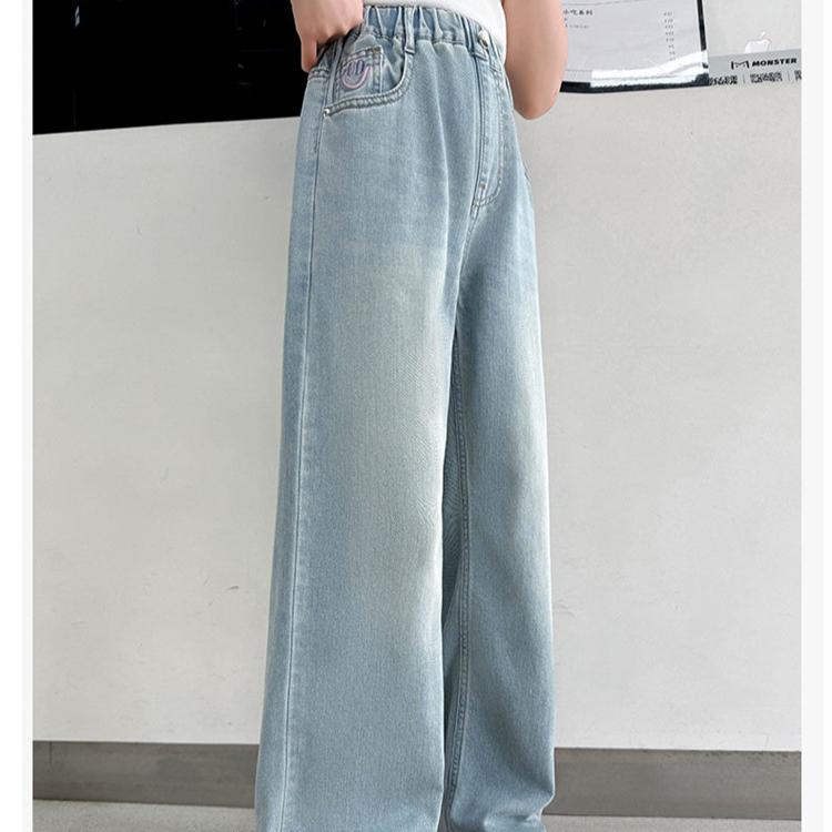 Summer Pants Thin Girls' Pants Summer Fashion Straight Leg Wide Leg Tencel Jeans