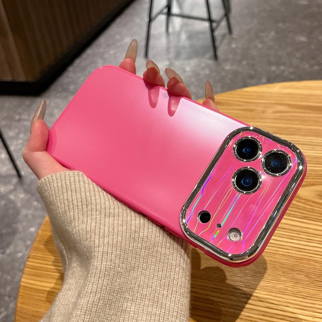 Advanced sense Aurora large window solid color suitable for iPhone17Pro max mobile phone case Apple 16 seconds change 14/15