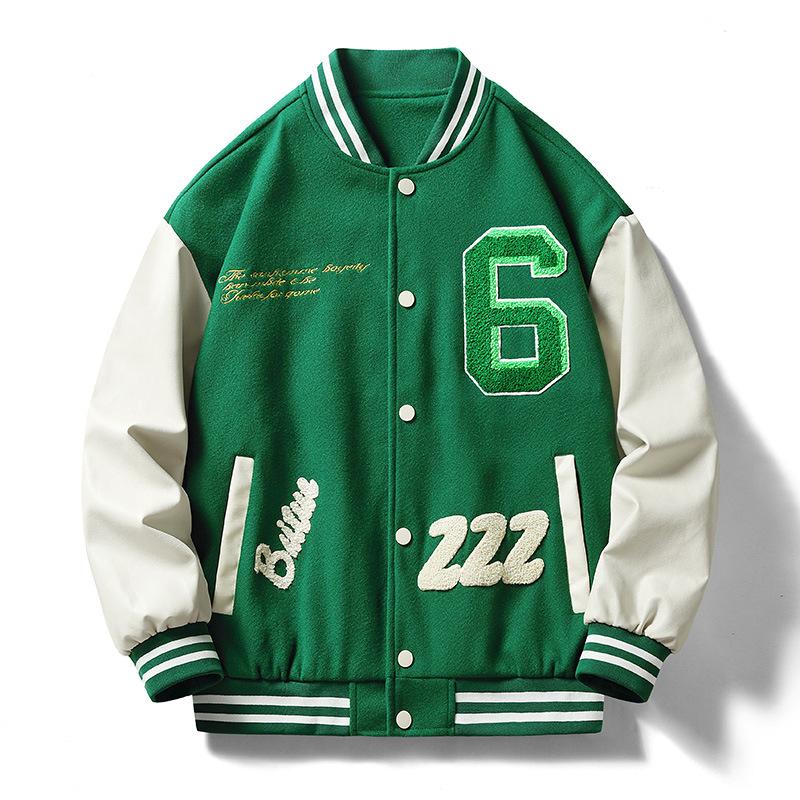 

Новая мужская бейсбольная куртка на весну и осень, вышитая, модная, универсальная, свободного кроя и стильная S зелёный