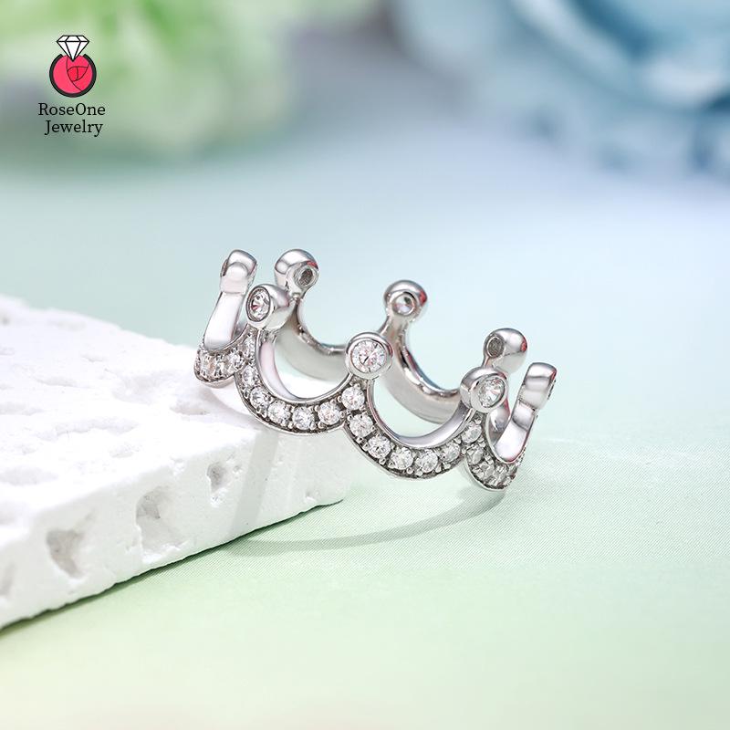 

Женское кольцо-корона в британском стиле из стерлингового серебра S925 с полностью усыпанным микропаве цирконом Size 17