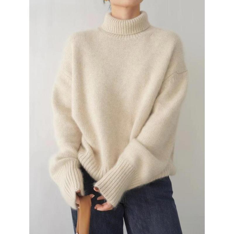 Maglione a tinta unita a collo alto e vestibilità ampia per autunno/inverno