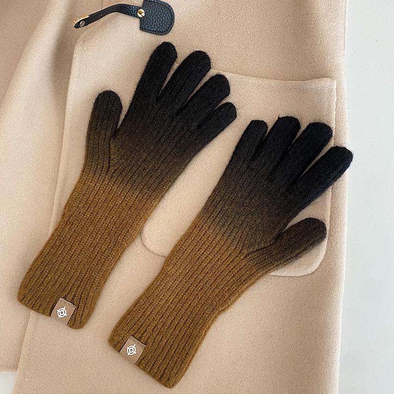 2022 New Knitted Gloves Women Sub-finger Leakage Finger Touch Screen  Wind Winter Warm Ski  Full Finger Gloves Gloves