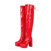 Stivali da Donna Eleganti in Vernice con Plateau e Tacco Chunky, Sopra il Ginocchio