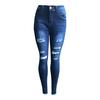 Fashion Womens Jeans Denim Hole Female Mid Waist Stretch Slim Sexy Pencil Pants