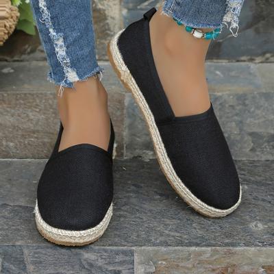 Pantofi Plați Confortabili din Pânză pentru Femei Respirabili Antiderapanți Espadrile Femei 2024 Vară Culoare Solidă Plați Casual Decupați