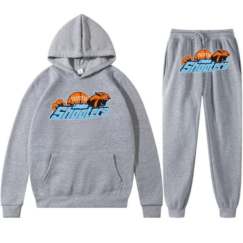 Printed Sportswear Men's Two-piece Loose Hooded Sweatshirt Set