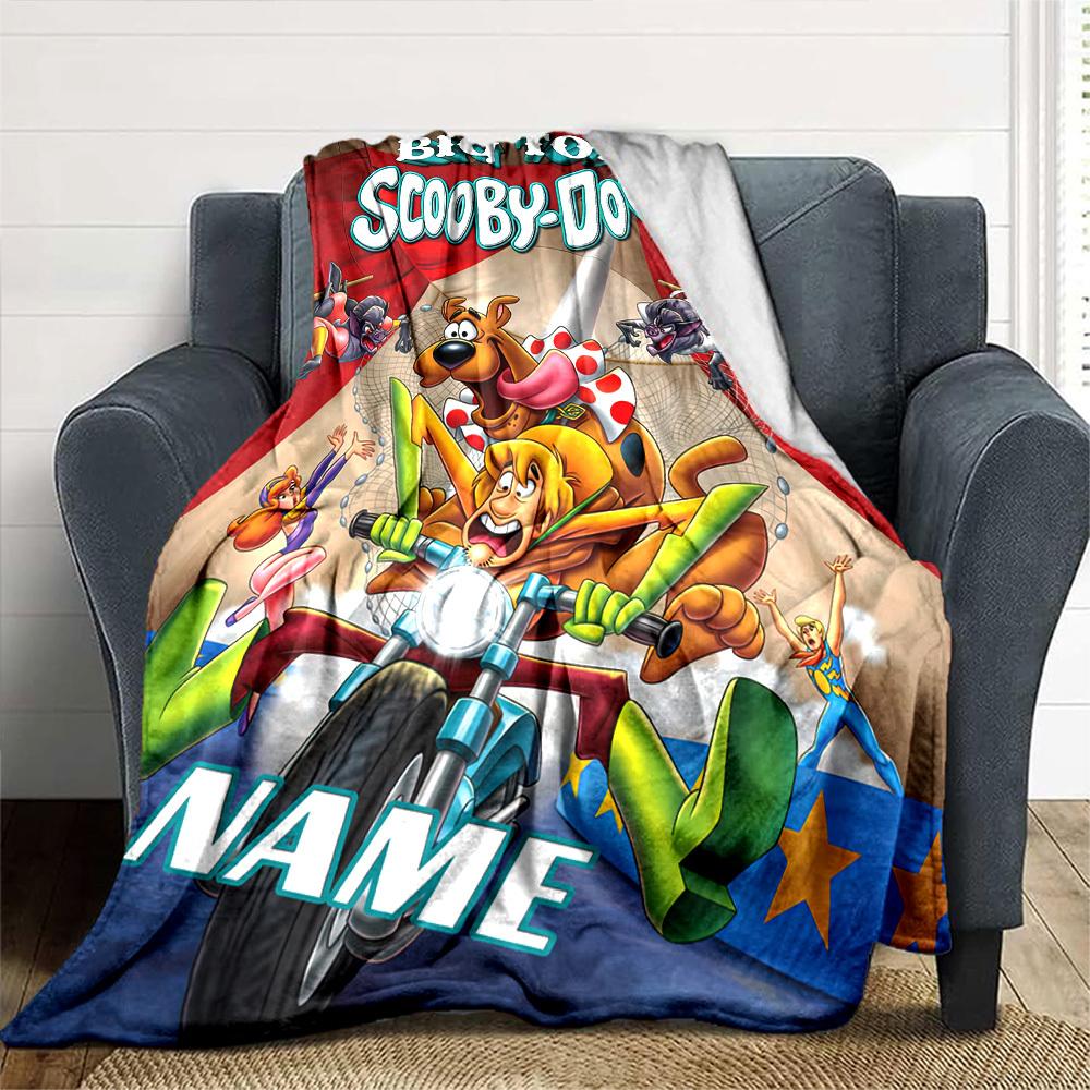Scooby Doo Circus Adventure Cozy Personalized Blanket Customize Your Name Ultrasoft Throw For Sofa Couch Office Bed Picnics Allseason Use Modern