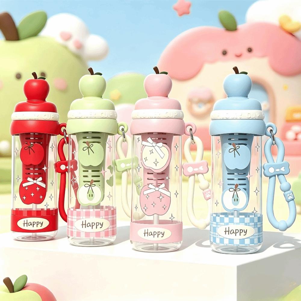 Plastic Student Straw Water Bottle Fruit Topper with Filter and Straw Flower Tea Cup Transparent Leak-proof Drinking Cup Travel