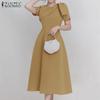 ZANZEA Women Casual Round Neck Summer Short Sleeve A-line Dress