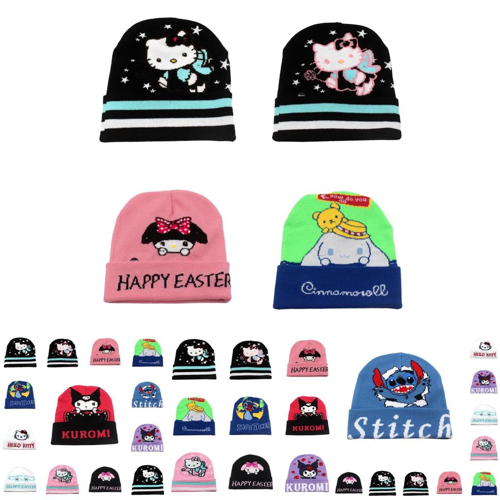 Cozy Knit Kawaii Kuromi Stitch Character Beanie Hat For Stylish Winter Warmth