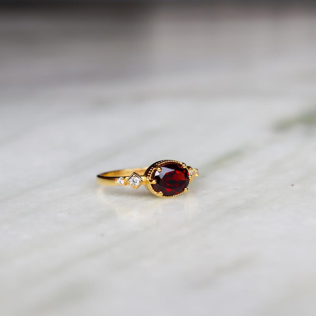 Natural Garnet Handmade Jewelry 925 Sterling Silver Silver Ring Gemstone Jewelry