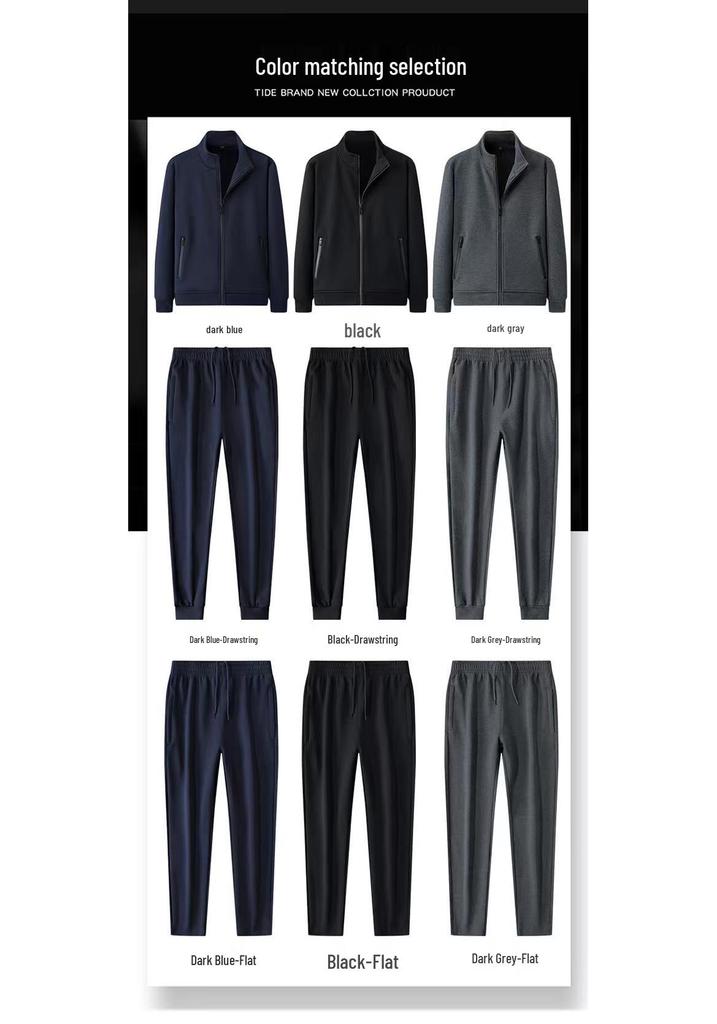 Men's Cotton Stand-up Collar Tracksuit: Spring/Autumn Hoodie & Pants Set for Sports and Casual Wear