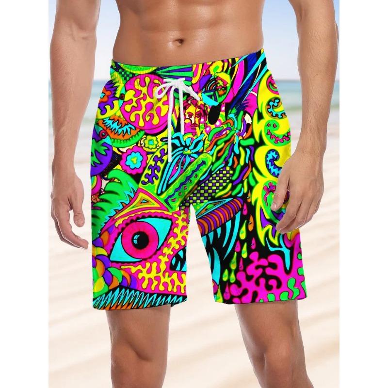 Novelty Men's Shorts Swim Beach Shorts 3D Color Abstract Art Print Surfboard Shorts Swim Trunks Men's and Women's Shorts