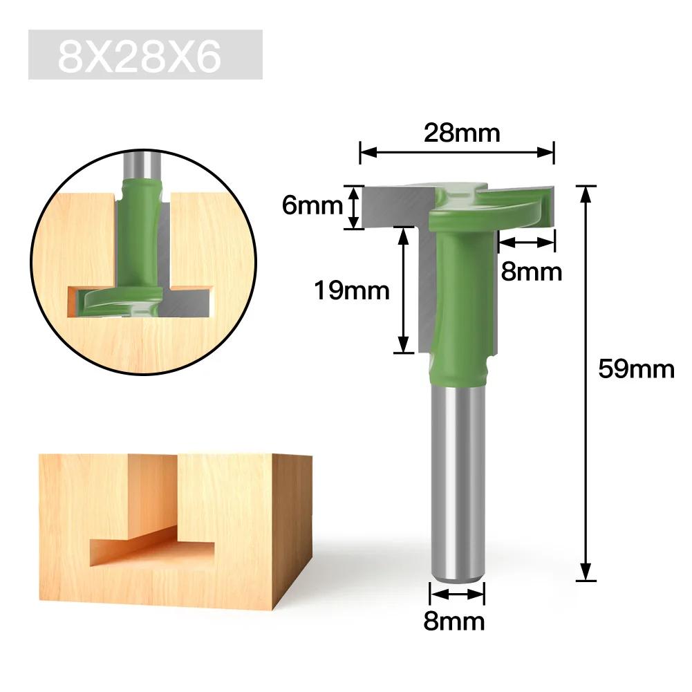 8 Schaft Grün Gerade Kante T-Messer Haken Fräser Nutmesser 8 Schaft Nutenfräser Außenhandel Export Holzarbeit