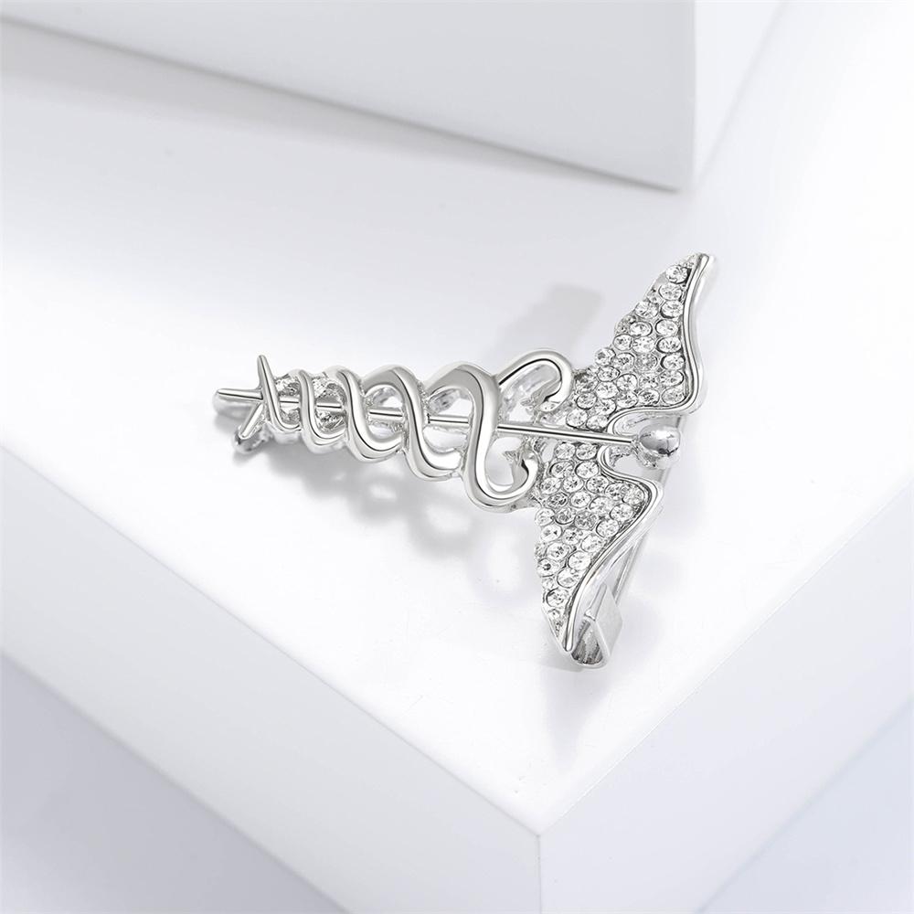 Super Beautiful Creative Rhinestone Angel Wing Snake Shaped Brooch, Elegant Men's and Women's Clothing Decoration Brooch