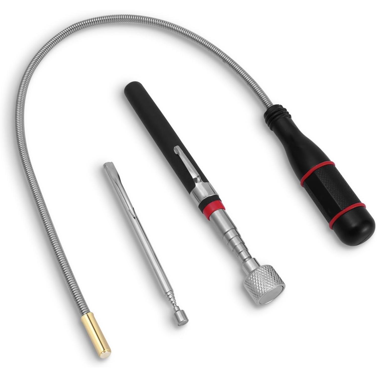 3 Pack Magnetic Pickup Tool Extendable Magnet Telescopic Magnetic Pick-up Tool Bendable Flexible Magnetic Pickup Tools Hand Tool