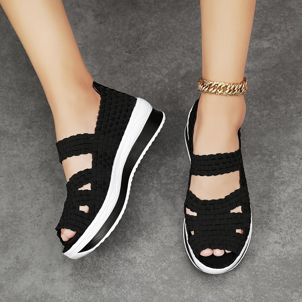 Ladies' Handmade Woven Shoes with Trendy Color Matching, Breathable and Casual Sports Shoes for Women
