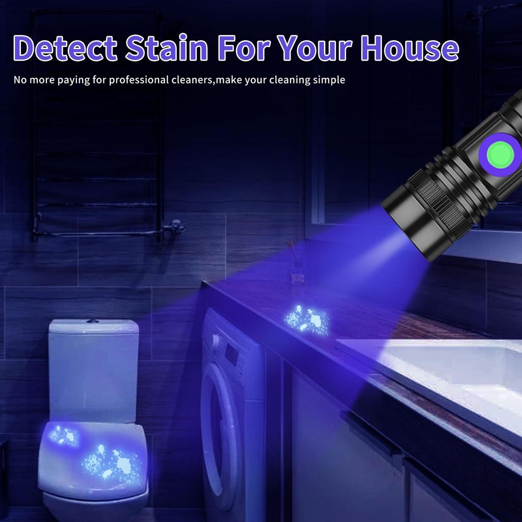 Powerful UV Black USB 365nm Mini Black Portable Handheld UV Light with Adjustable LED Ultraviolet Light Flashlight for Resin and Pet Urine Detection