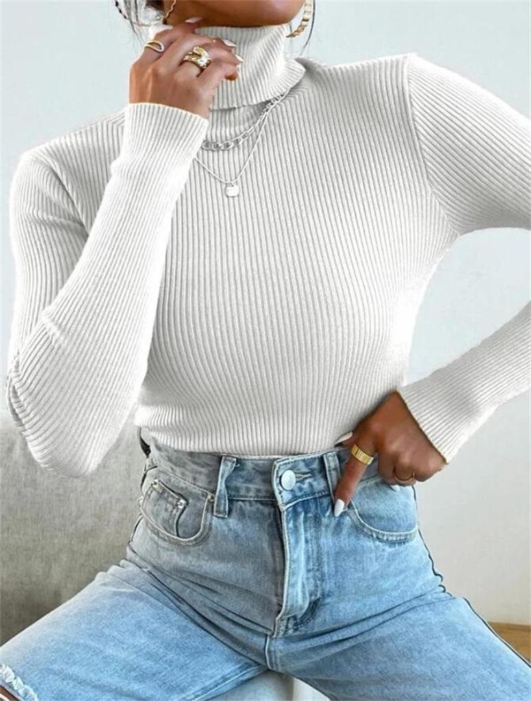 2024 Women's High Neck Knitted Pullover - Europe & America Style