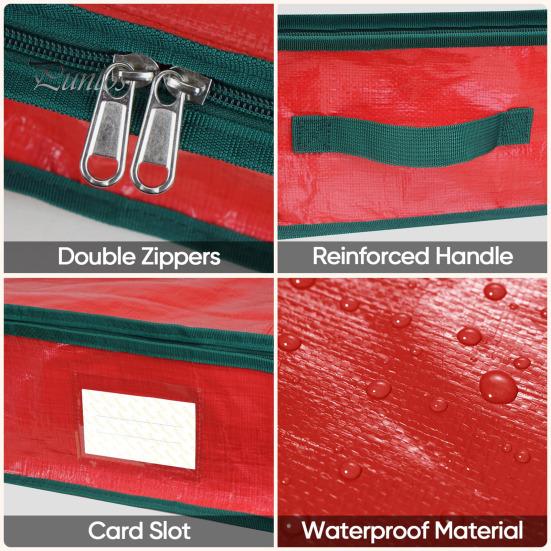 Christmas Wrapping Paper Storage Bag Flexible Partitions Pockets Large Capacity Durable Handle PE Gift Wrap Organizer