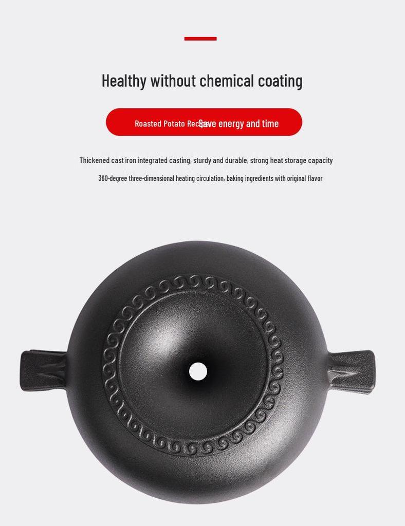 Thickened Cast Iron Sweet Potato Roasting Pot and Corn Grill