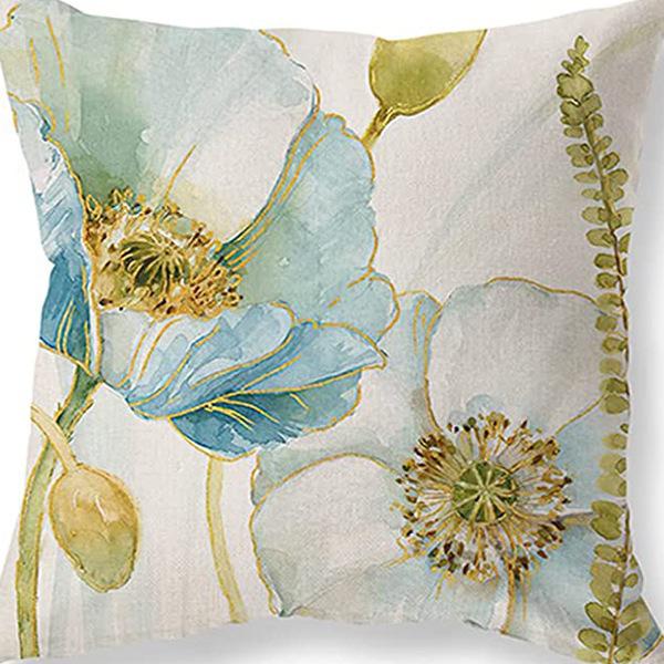 Retro American Plant Floral Print Linen Pillow Case Living Room Sofa Car Pillow Cushion