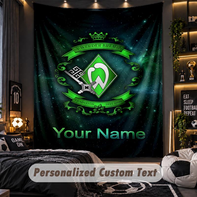 TapestryWerder Bremen FC Custom Name Text Personalized Wall Hanging Tapestry Home Wall Decor