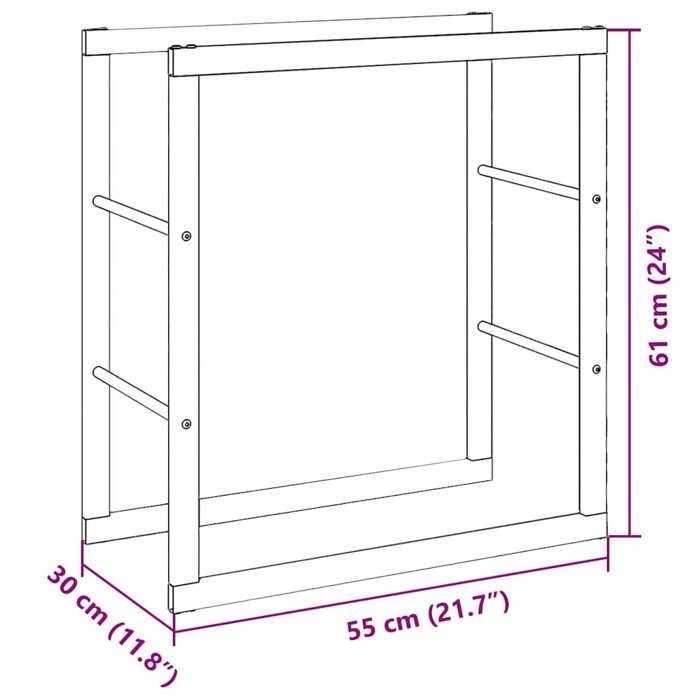 VidaXL Portant de bois de chauffage noir 55x30x61 cm acier, porte-bûches, étagère à bois, support de stockage de bois de 4018464