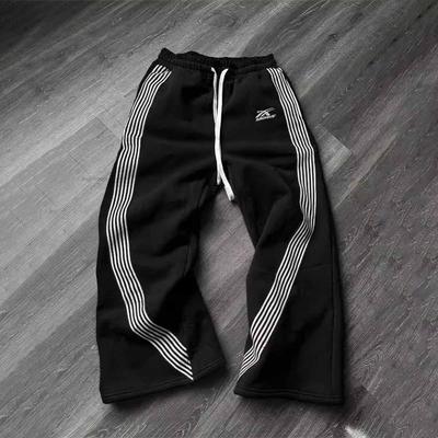 Y2k Gray Casual Pants Vintage Functional Tactical Men's Women's Jogging Wide Leg Pants Drawstring Streetwear Sweatpants