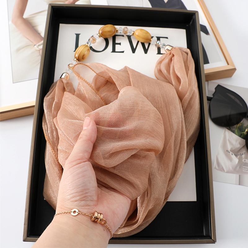 RUNMEIFA Solid color Jewelry Statement Necklace Pendant Scarf Women Bohemia Neckerchief Foulard Femme Accessories Hijab Stores