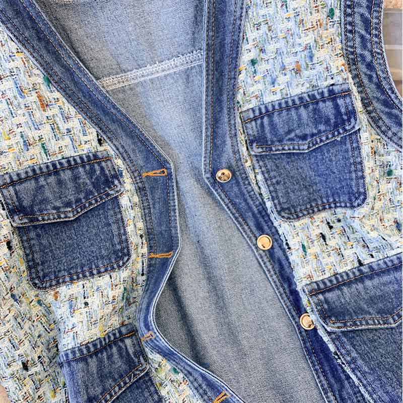 Vest for Women Cotton Sleeveless Tops Denim Vest Oversize Casual Large Pockets Zipper Vest