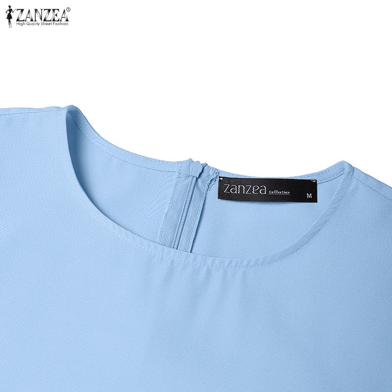 ZANZEA Women Muslim Casual Round Neck Long Sleeve Loose Long Dress