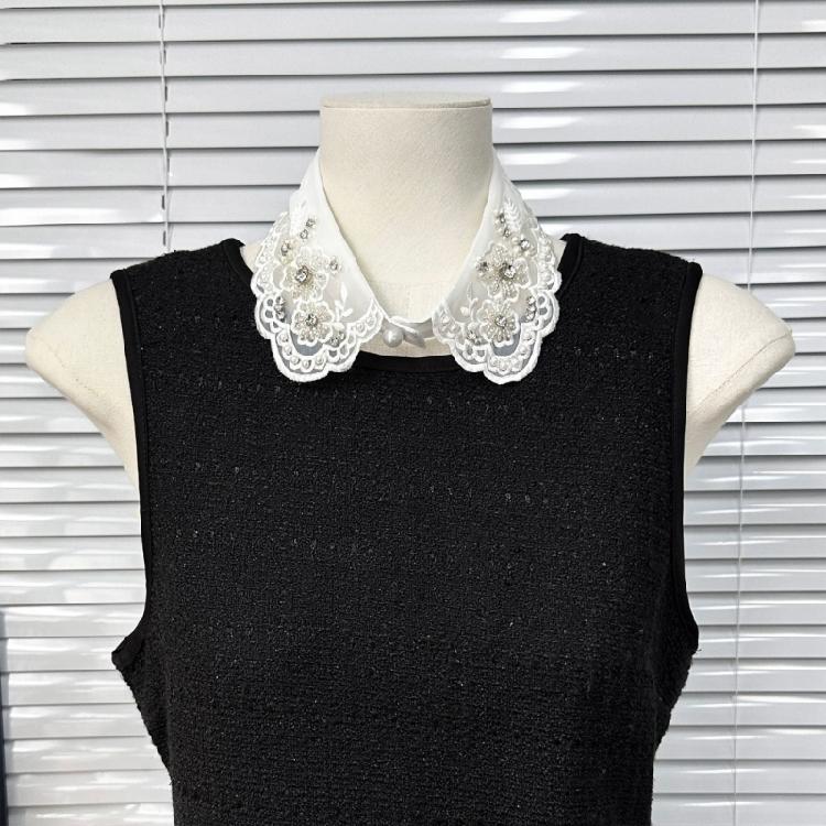 Eleganter Wiederverwendbarer Falscher Kragen Verziert mit Künstlichen Perlen Design Freundliches Polyester Business Meeting Kragen-Enhancer