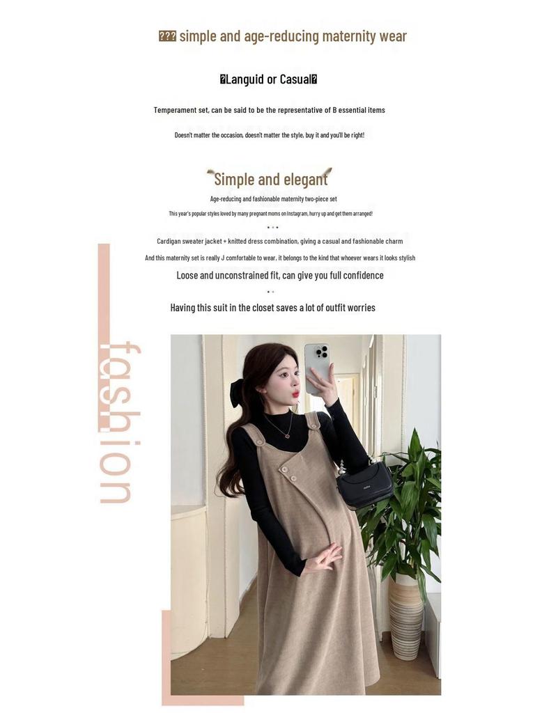 Îmbrăcăminte de maternitate la modă Primăvara 2025: Set Toamnă Iarnă cu Topuri și Rochii Elegante
