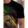 Herren Reggae Löwe 3D Gedrucktes T-Shirt Lässig Kurzarm Rundhals Oberteil Buntes Rasta Tierkönig Grafik T-Shirt Hip Hop Stil Streetwear Modebekleidung