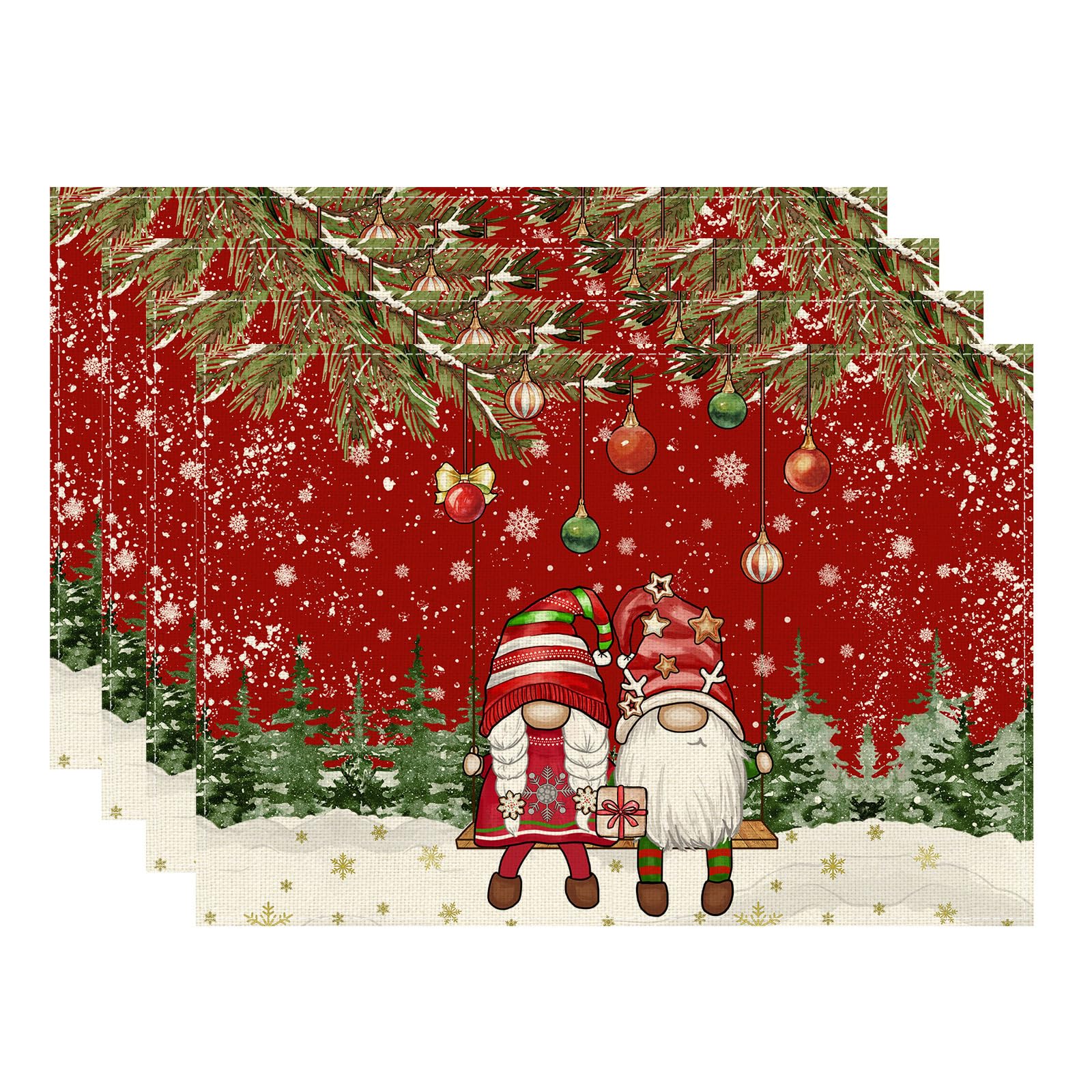 

Gnome Christmas Tree Winter Xmas Placemats Set of 6 Table Mats for Party Home Kitchen Dining Table Decorations 12x18 Inch Placemats Set of 4 （12x18 Inch）