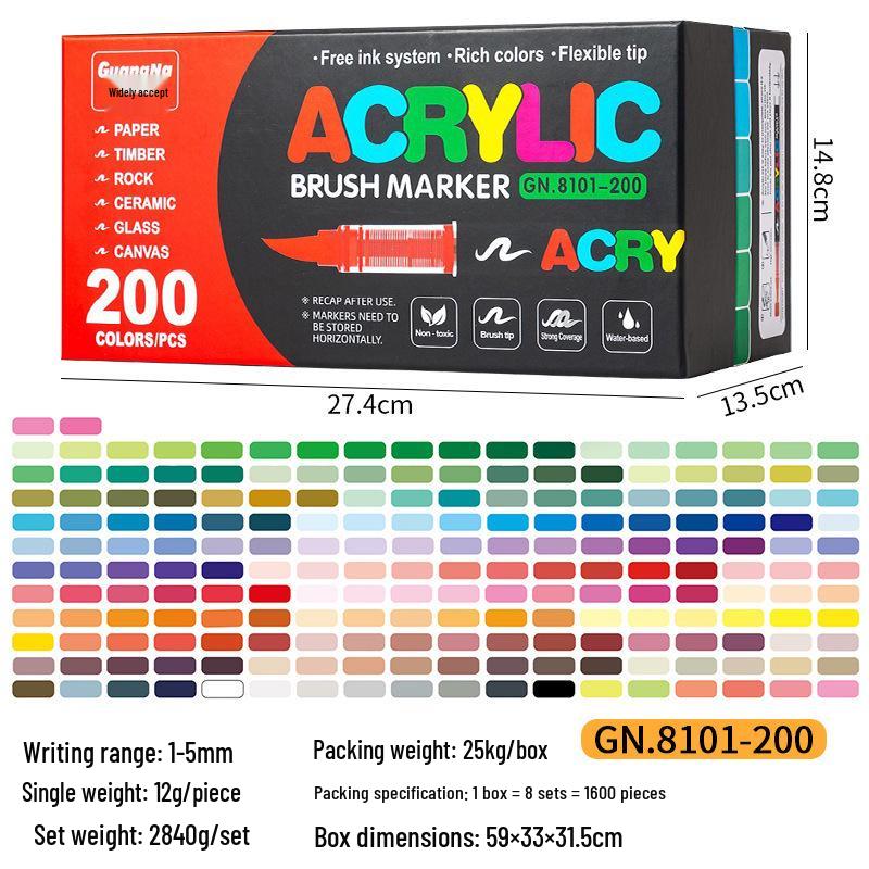 Guangna 8101 Stackable Soft Tip Acrylic Marker Set - 408 Colors for Art & DIY Graffiti