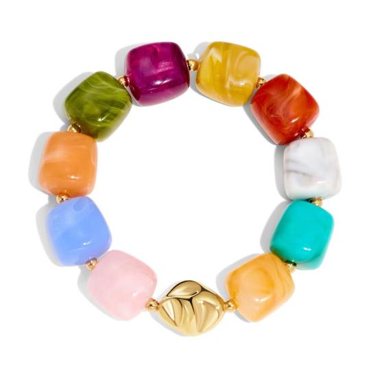 Boho Beaded Bracelets Colorful Acrylic Beads Bracelets Adjustable Length Lightweight Bracelets Lightweight Jewelry for Women Girls Daily Wear