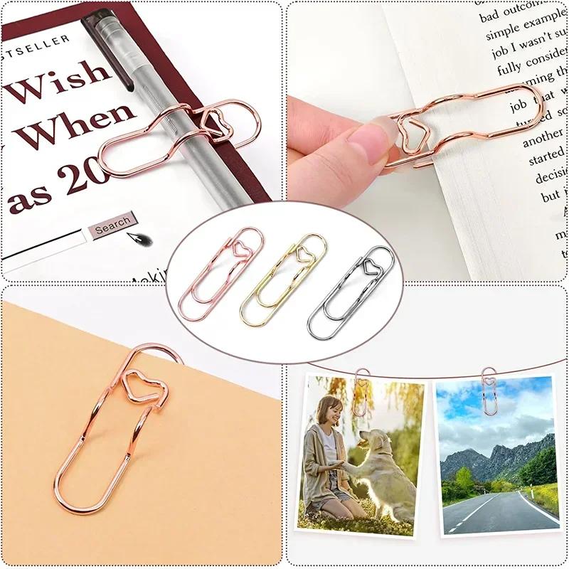 10-100PCS Heart Shaped Notebook Clips Creative Bookmark Page Holders Metal Pen Clips for Journal Planner Office Supplies