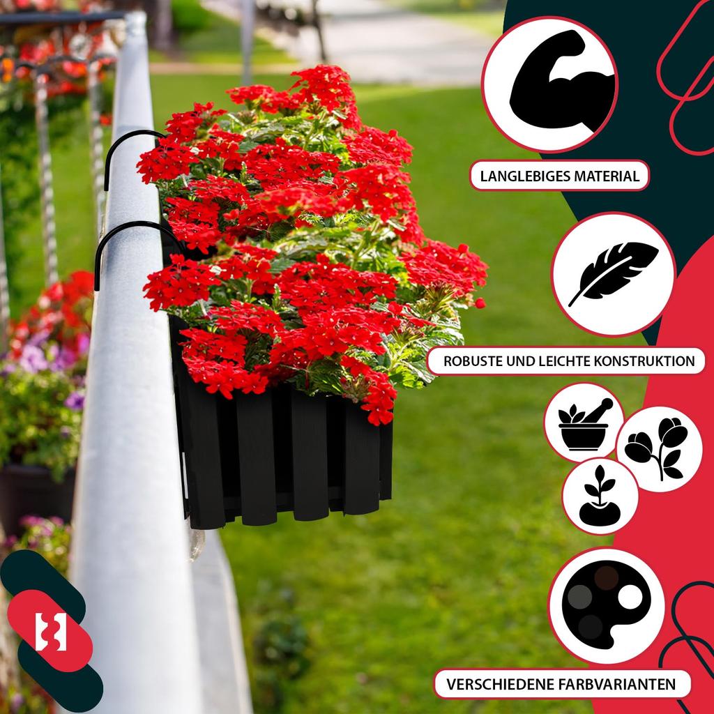 Flowerpot Balcony Box for Balustrade Terrace Flowers Anthracite 40cm 6 PCS