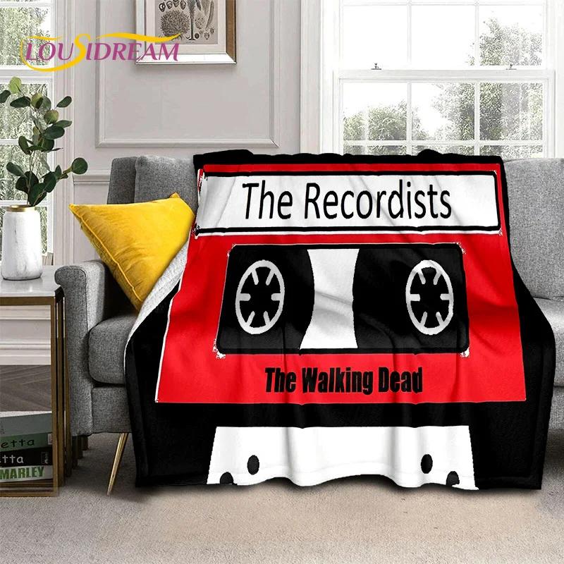 Padrão de Fita Cassete de Música Retrô Manta 3D, Manta Macia para Casa Quarto Cama Sofá Piquenique Viagem Escritório Cobertura Manta Criança