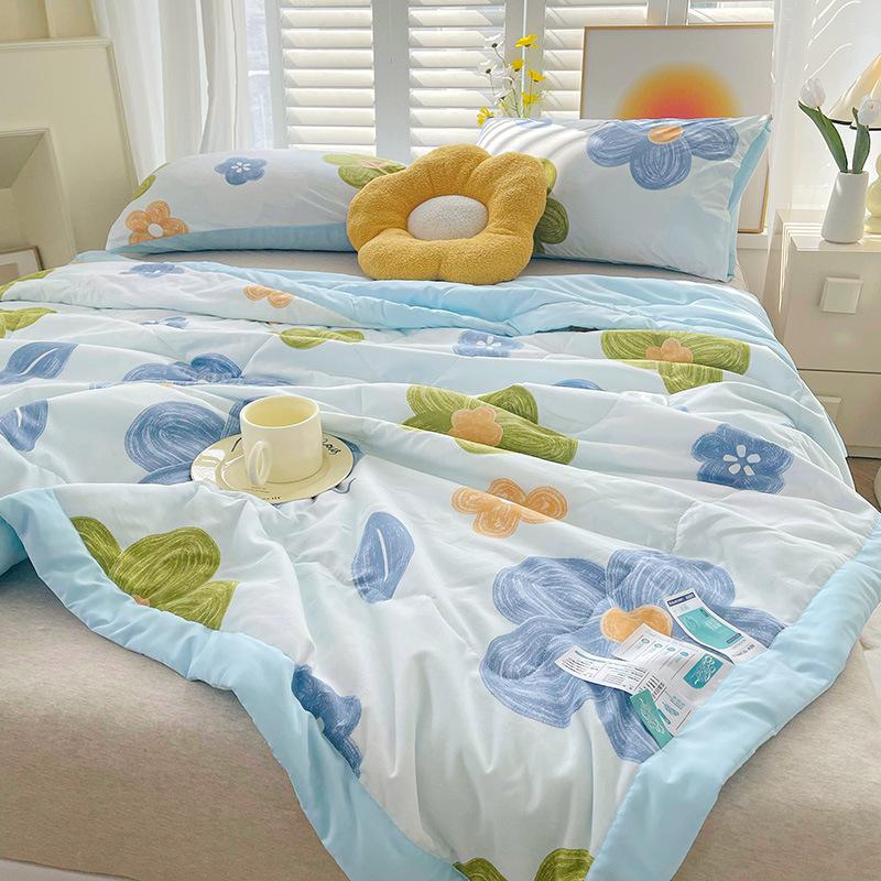 Cartoon Cotton Linen Summmer Blanket Breathable Adult Child Quilt for Summer Washable Air Conditioning Comforter Lightweight