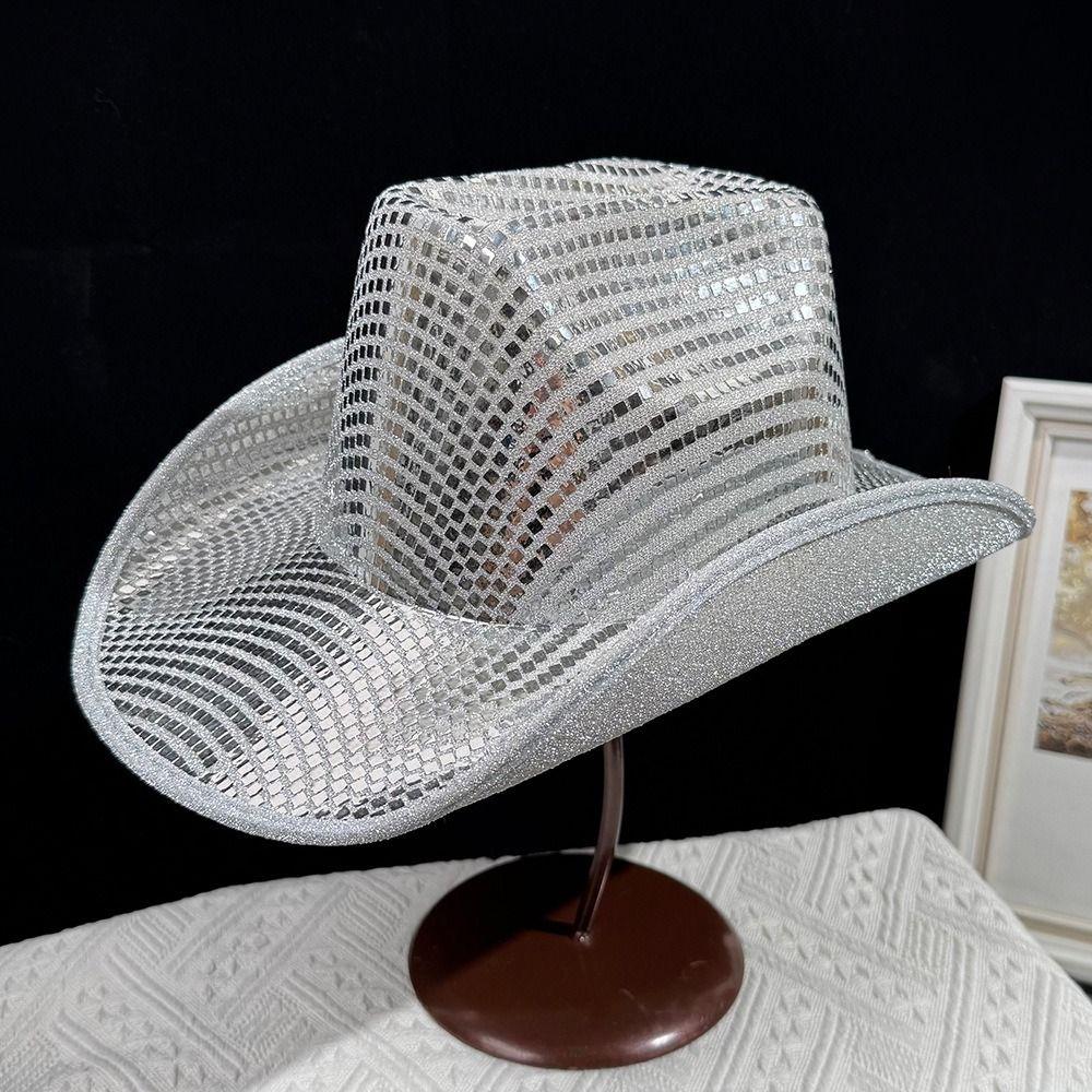 Glänzender Pailletten Western Cowboyhut Gold Cowgirlhut Mode Sommerhut Reisen