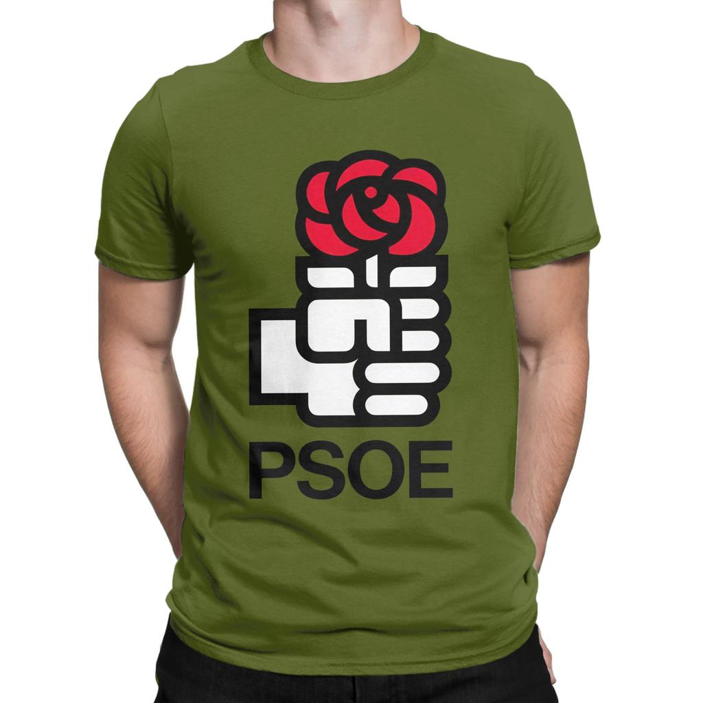 Men Psoe Logo Pedro Sanchez T Shirts Cotton Tops Vintage Short Sleeve Crewneck Tees Plus Size Tshirts