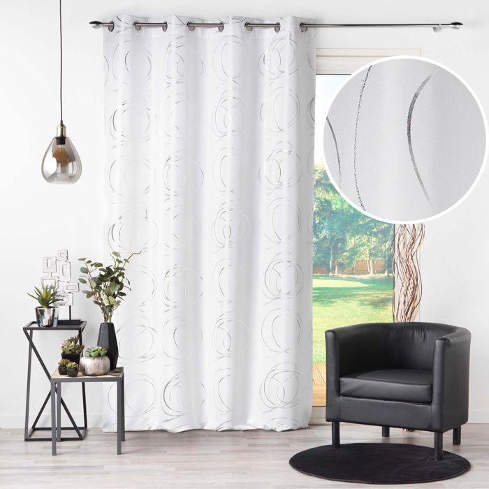 Rideau à oeillets - 140 x 260 cm - Polyester - Bully - Blanc