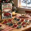 Birthday Gifts for Children Vintage Truck Advent Calendar, 24 Day Christmas Countdown Set with Retro Creative Holiday Pickup Ornaments, 2D