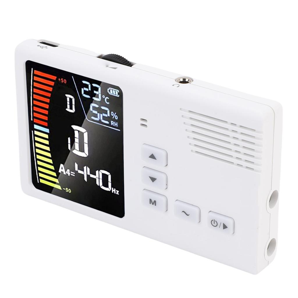 Metronome Tuner Rechargeable LED Display 3 In 1 Digital Tuner Tone Generator for Guzheng Guqin Erhu Pipa White