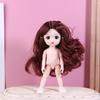 1 Set Nude Doll 3D Simulation Eyes 13 Joint Black Long Hair 1/8 17Cm Doll Plastic Doll Head Toys With Gold Brown Hair Kids Gift